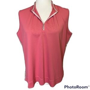 Izod Pink Sleeveless Golf Shirt Sz Large